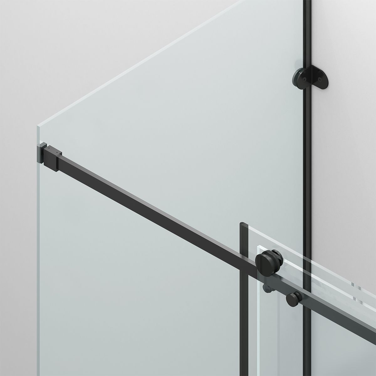 Cabina de dus, 3 laturi, perete fix, usa glisanta, 8 mm, Tratament Nano, Negru Mat, Dimensiuni 70-90x100-120-160 cm, Solana