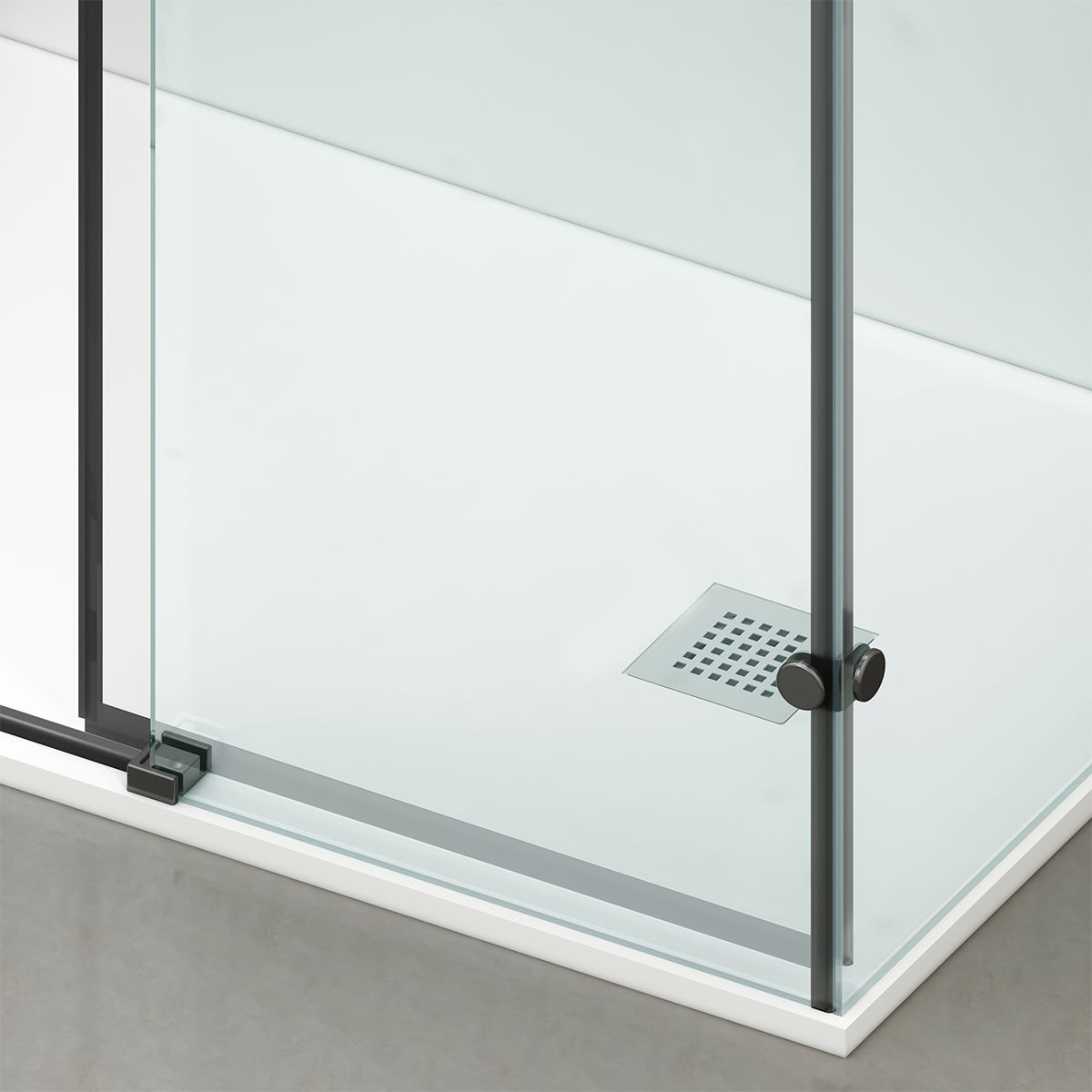 Cabina de dus, 3 laturi, perete fix, usa glisanta, 8 mm, Tratament Nano, Negru Mat, Dimensiuni 70-90x100-120-160 cm, Solana