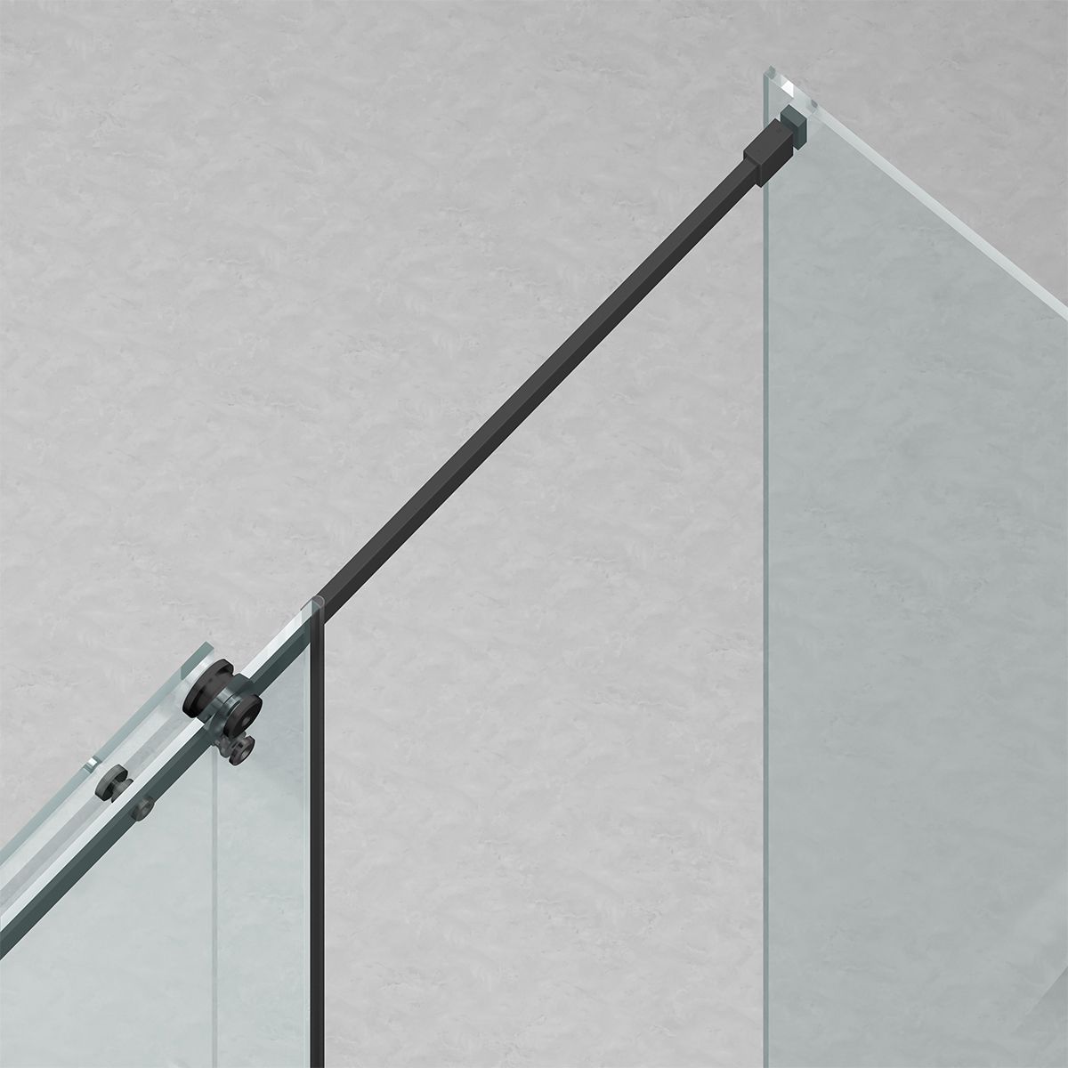 Cabina de dus, 3 laturi, perete fix, usa glisanta, 8 mm, Tratament Nano, Negru Mat, Dimensiuni 70-90x100-120-160 cm, Solana