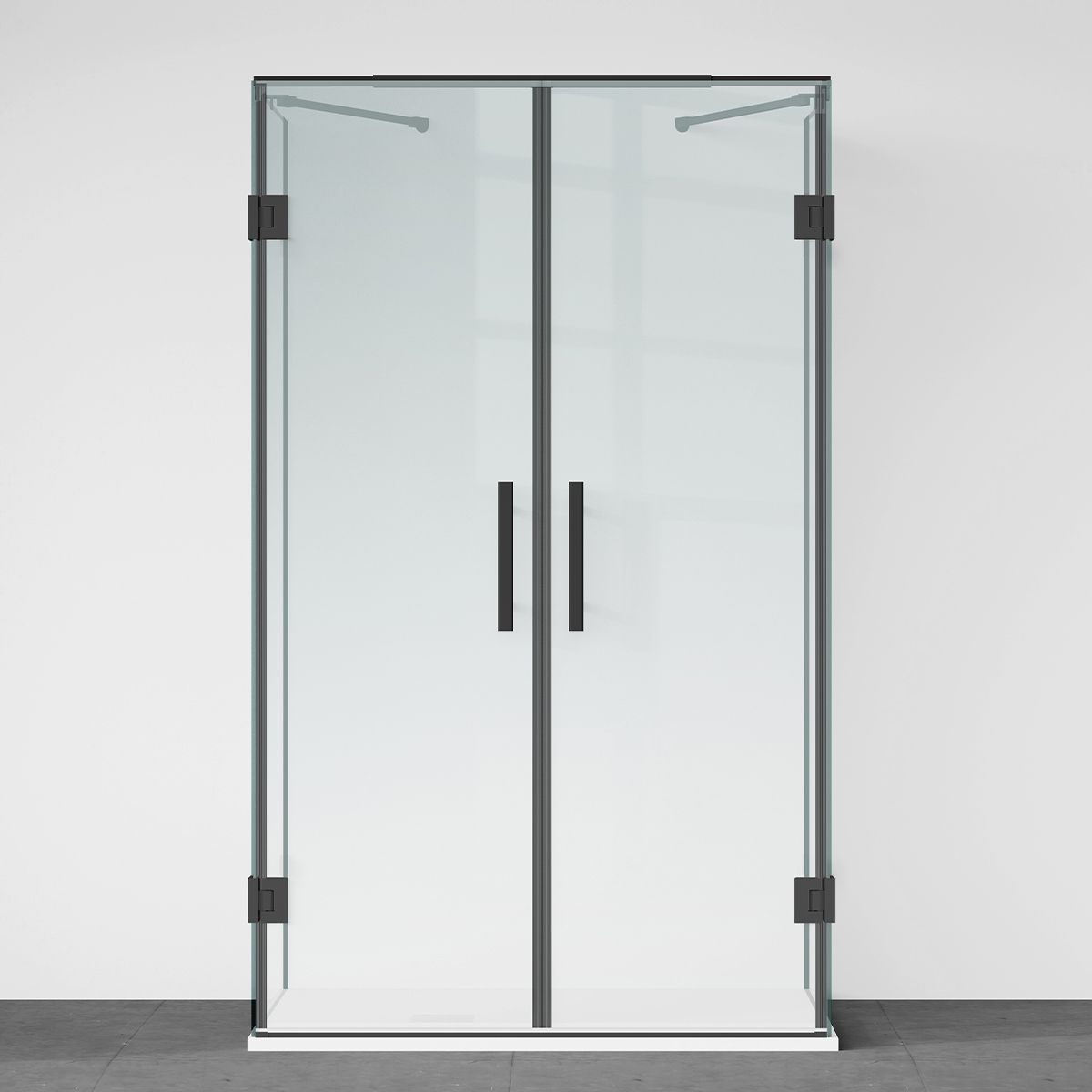 Cabina de dus, 3 laturi, Usa batanta, Negru Mat, Sticla 8 mm, Tratament Nano, Dimensiuni 70-80-90x100-120 cm, Trinity