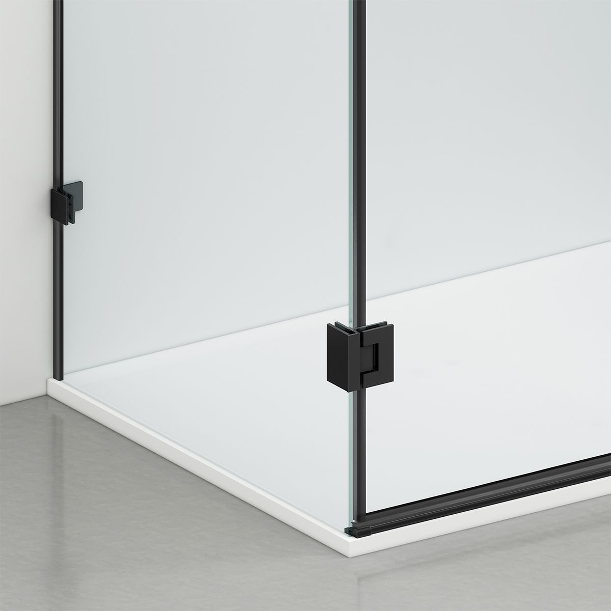 Cabina de dus, 3 laturi, Usa batanta, Negru Mat, Sticla 8 mm, Tratament Nano, Dimensiuni 70-80-90x100-120 cm, Trinity