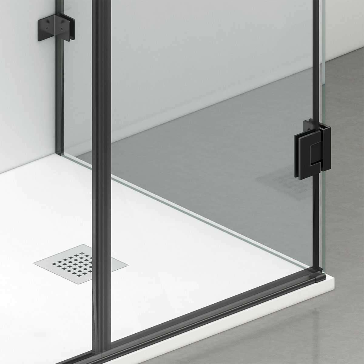 Cabina de dus, 3 laturi, Usa batanta, Negru Mat, Sticla 8 mm, Tratament Nano, Dimensiuni 70-80-90x100-120 cm, Trinity
