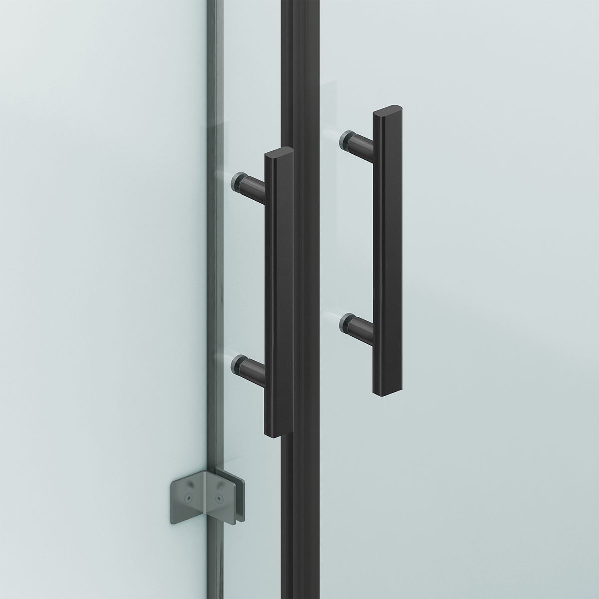 Cabina de dus, 3 laturi, Usa batanta, Negru Mat, Sticla 8 mm, Tratament Nano, Dimensiuni 70-80-90x100-120 cm, Trinity