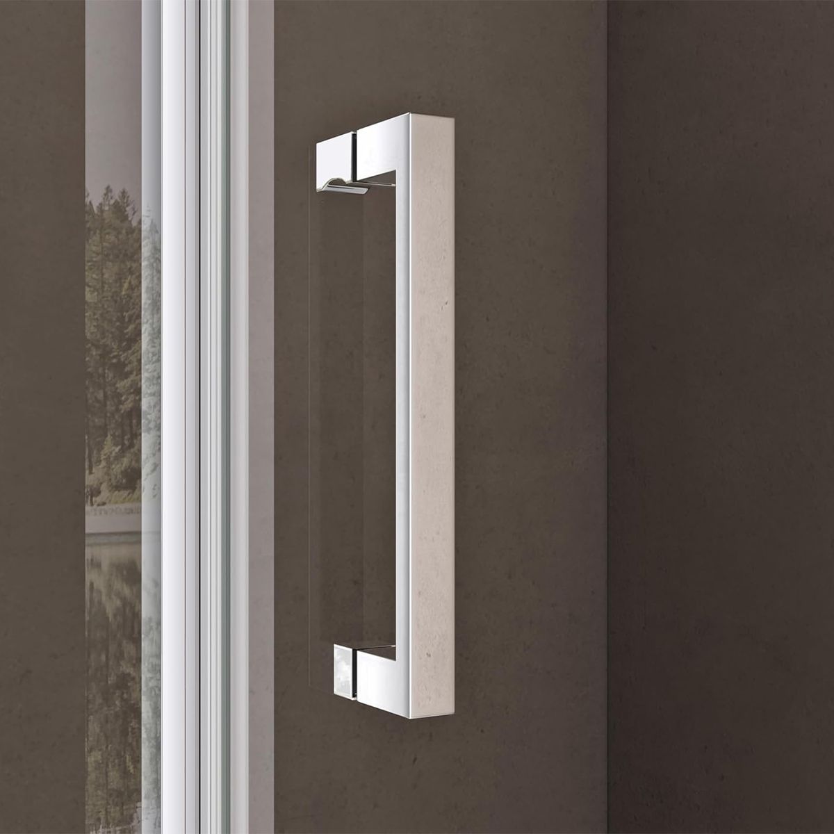 Cabina de dus, perete fix, usa batanta, sticla 8 mm, securizata, profil, maner Crom, dimensiuni: 90-100 x 90-100, Ego-36