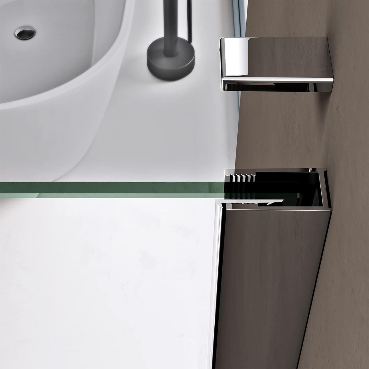 Cabina de dus, perete fix, usa batanta, sticla 8 mm, securizata, profil, maner Crom, dimensiuni: 90-100 x 90-100, Ego-36