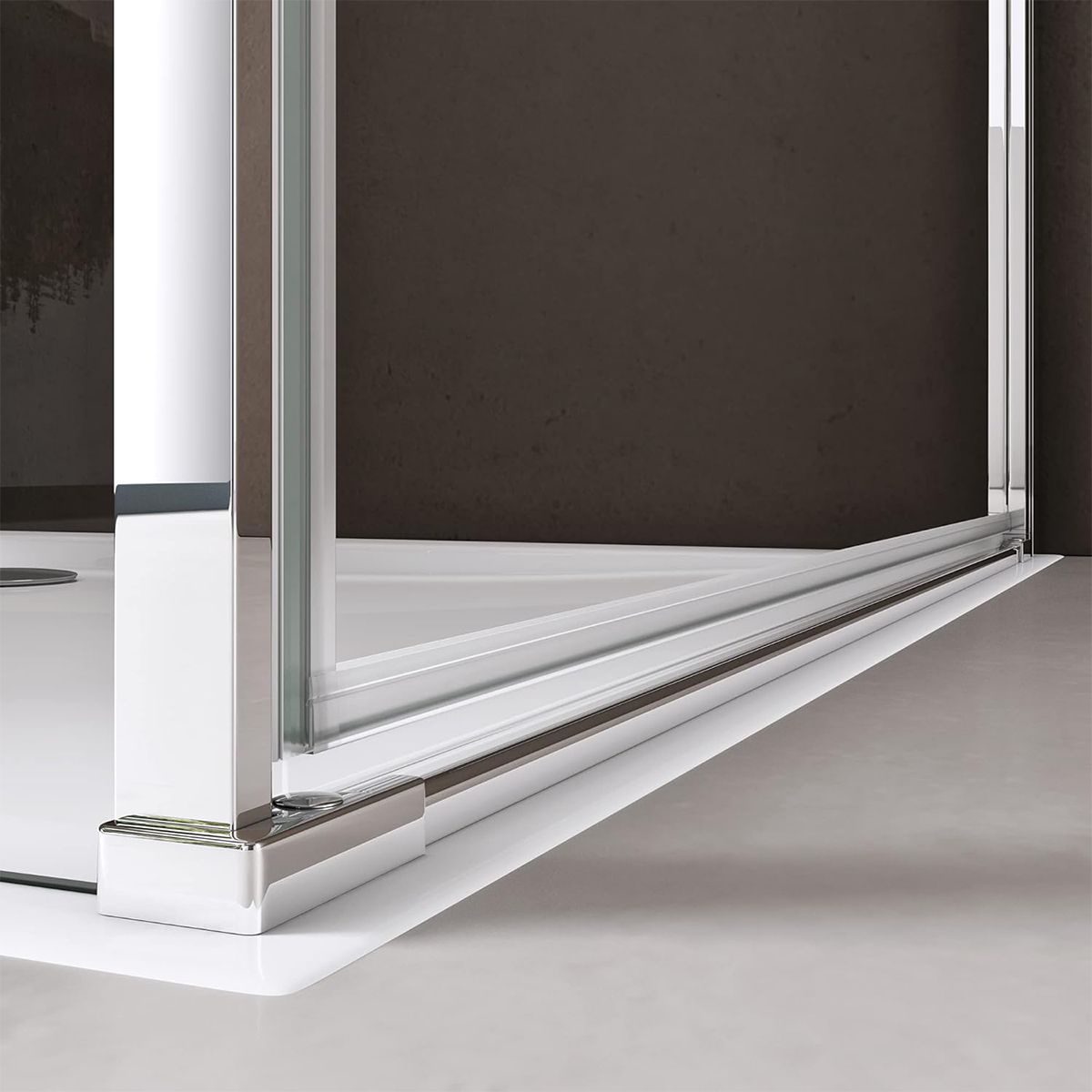 Cabina de dus, perete fix, usa batanta, sticla 8 mm, securizata, profil, maner Crom, dimensiuni: 90-100 x 90-100, Ego-36