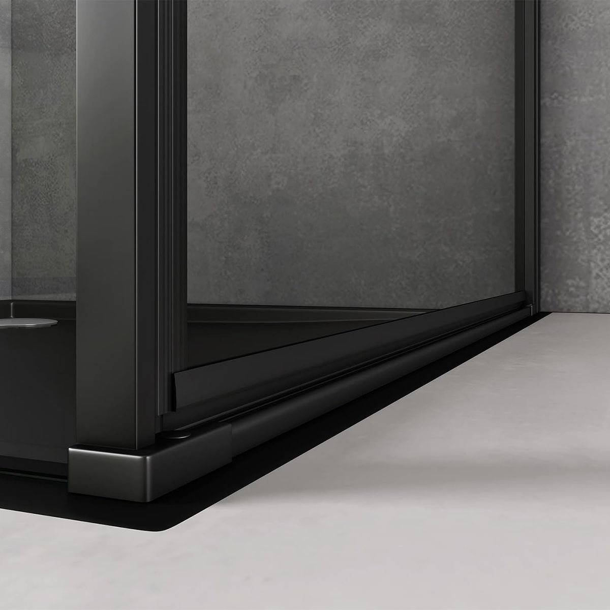 Cabina de dus, perete fix, usa batanta, sticla 8 mm, securizata, profil, maner Negru, dimensiuni: 90-100 x 90-100, Ego-36