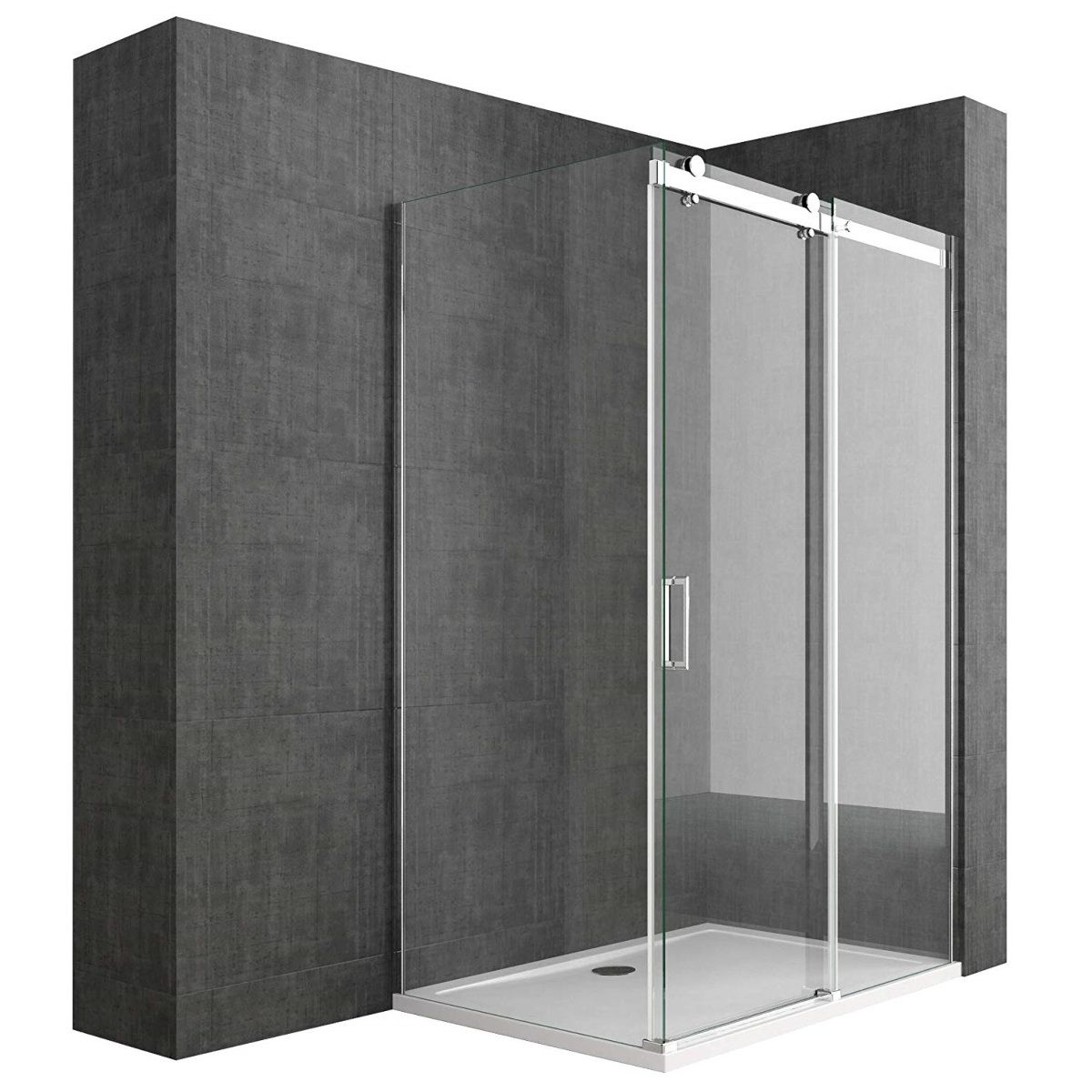 Cabina de dus, reversibila, perete fix si usa glisanta, sticla securizata 8 mm, dimensiuni la alegere, EGO-17