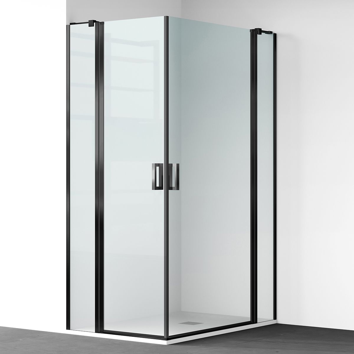 Cabina de dus, sticla securizata 6mm , Transparent, Negru, 2 usi Batante, dimensiuni: 80-90x120 cm, Axis