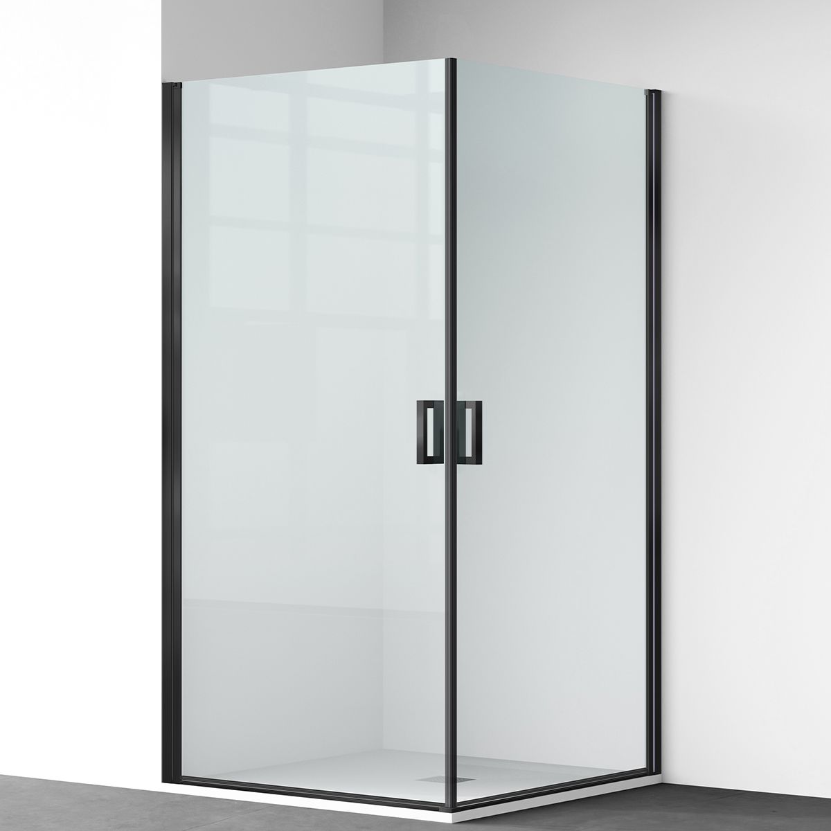 Cabina de dus, sticla securizata 6mm , Transparent, Negru Mat, 2 usi Batante, dimensiuni 70, 80, 90 x 195 cm, Hera