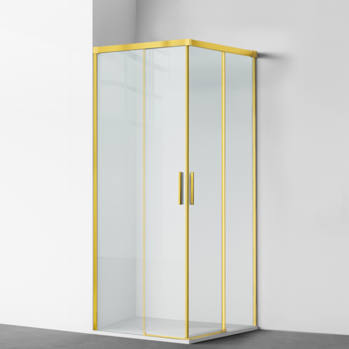 Cabina dus, 2 Usi Glisante, sticla securizata de 6 mm, 80-100 x 80-100 cm, profil Auriu mat, Medea