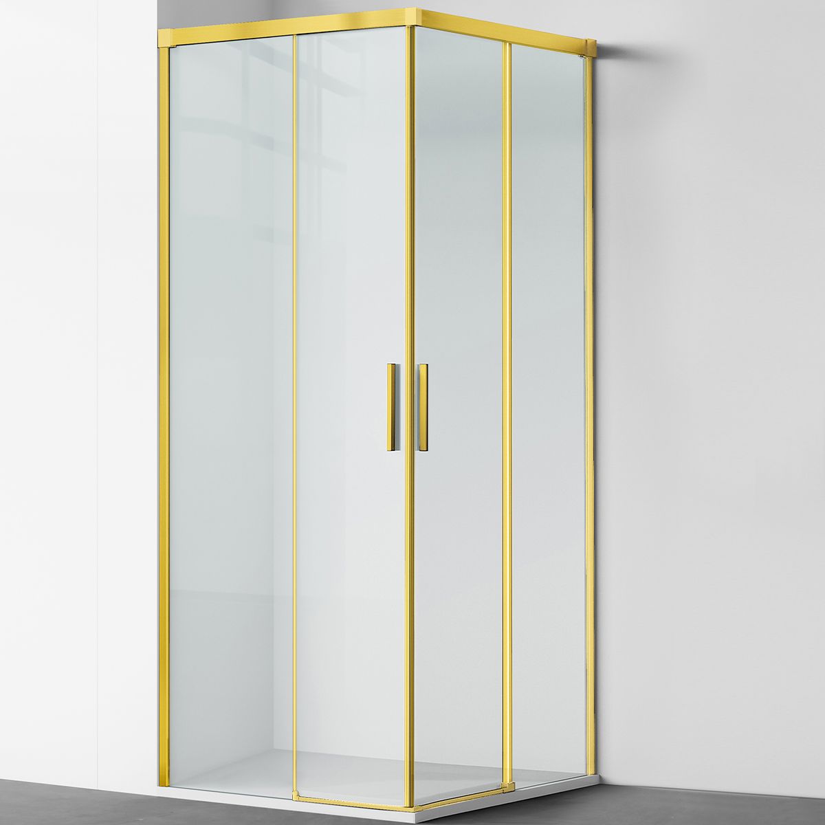Cabina dus, 2 Usi Glisante, sticla securizata de 6 mm, 80-100 x 80-100 cm, profil Auriu mat, Medea