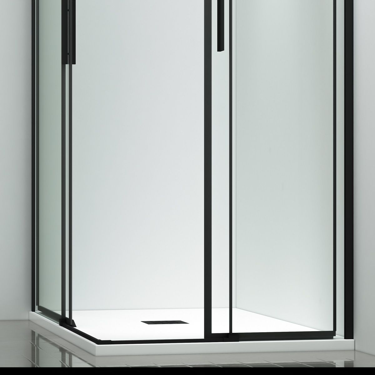 Cabina dus, 2 Usi Glisante, sticla securizata de 6 mm, 80-100 x 80-100 cm, profil Negru Mat, Medea
