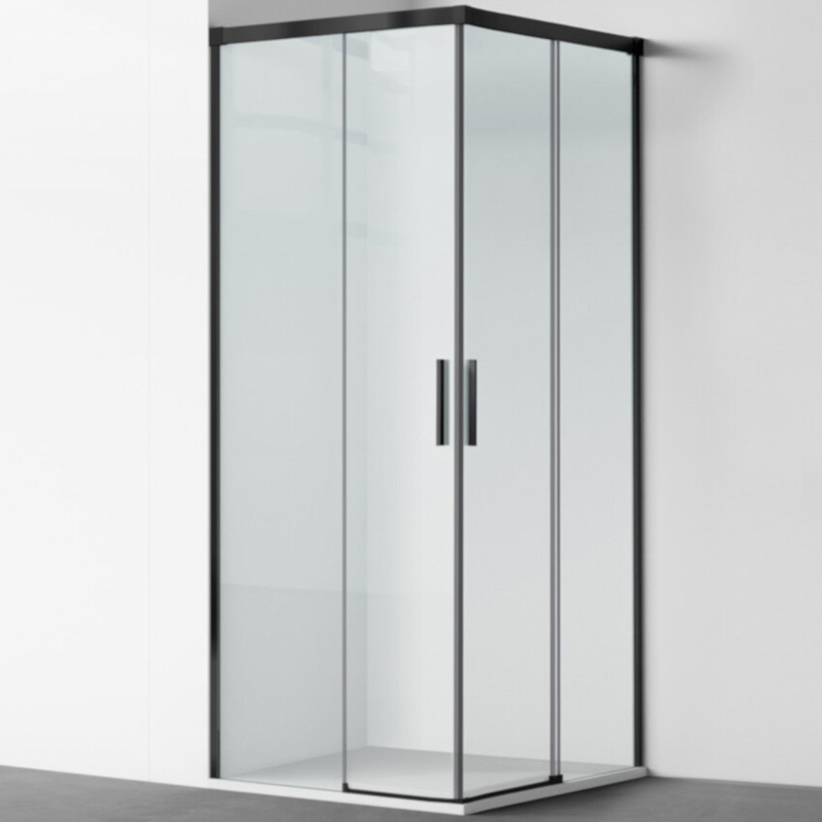 Cabina dus, 2 Usi Glisante, sticla securizata de 6 mm, 80-100 x 80-100 cm, profil Negru Mat, Medea