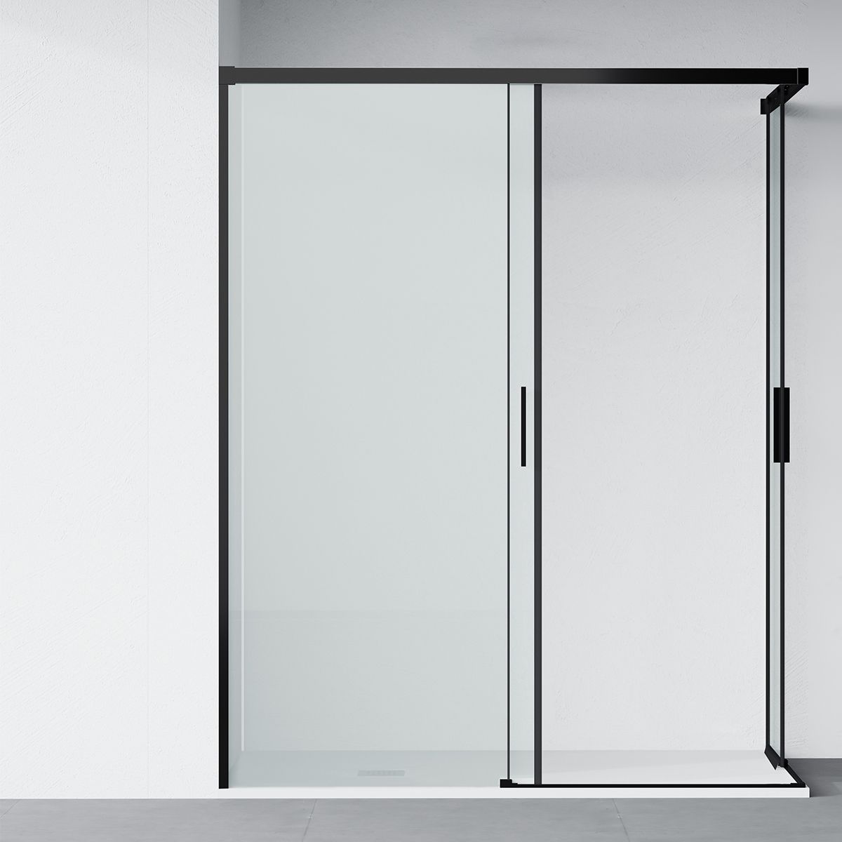 Cabina dus, 2 Usi Glisante, sticla securizata de 6 mm, 80-100 x 80-100 cm, profil Negru Mat, Medea
