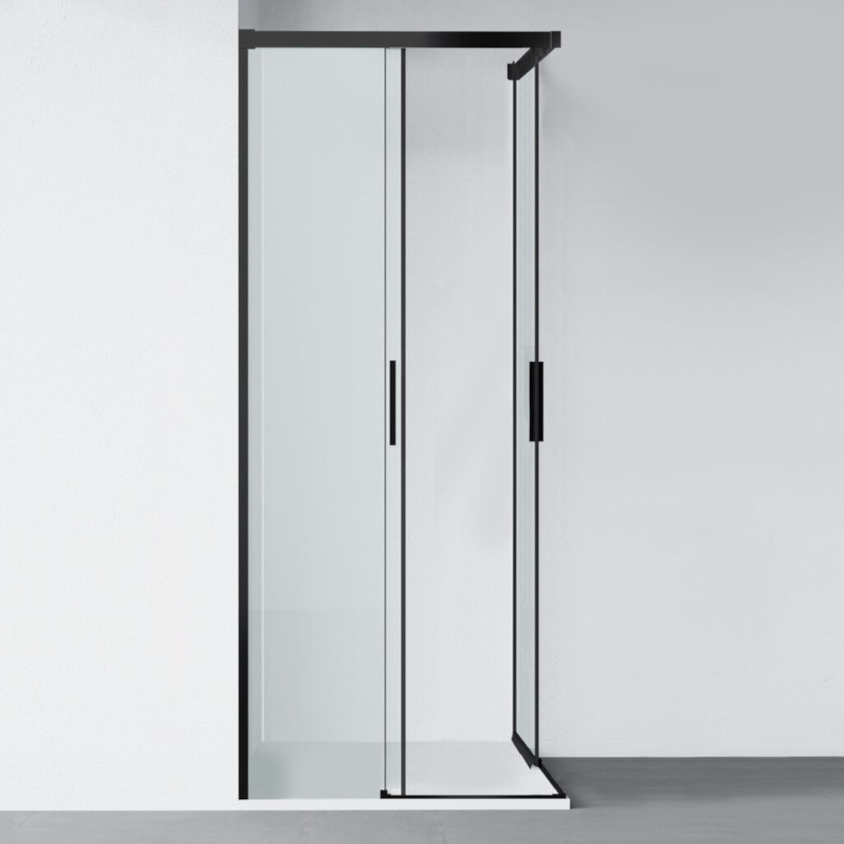 Cabina dus, 2 Usi Glisante, sticla securizata de 6 mm, 80-100 x 80-100 cm, profil Negru Mat, Medea