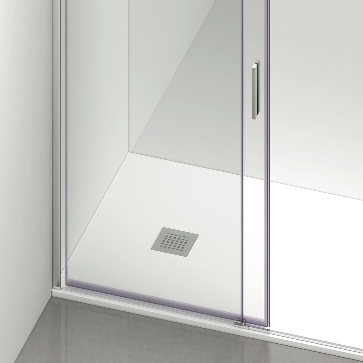Cabina dus, perete fix si usa glisanta, sticla securizata de 6 mm, 70-90 x 90-160 cm, profil si maner Crom, Hanes
