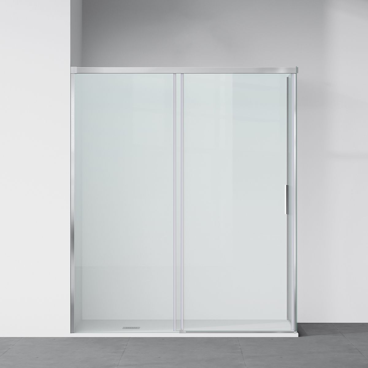 Cabina dus, perete fix si usa glisanta, sticla securizata de 6 mm, 70-90 x 90-160 cm, profil si maner Crom, Hanes