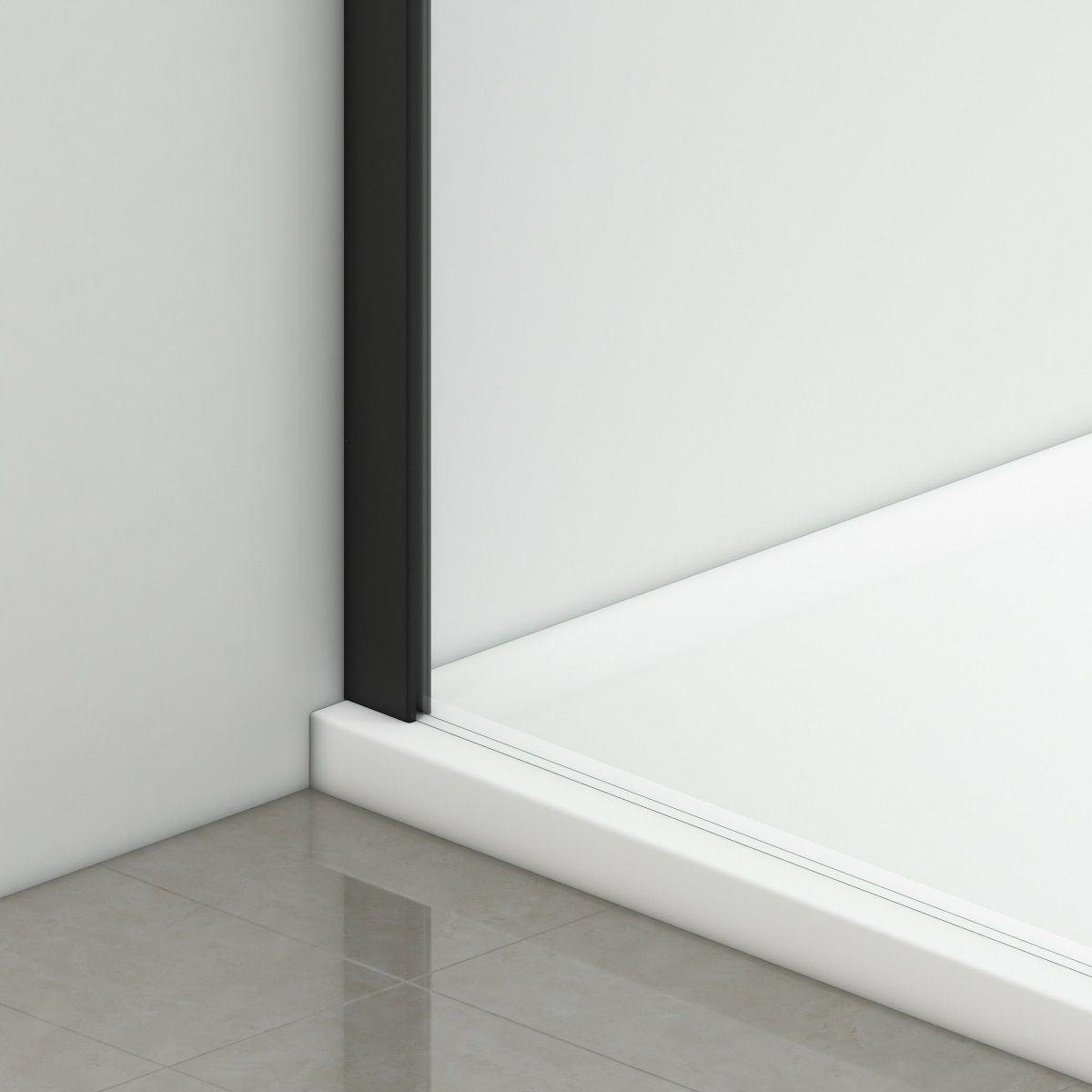 Cabina dus, perete fix si usa glisanta, sticla securizata de 6 mm, 70-90 x100-180 cm, profil Negru Mat, Hanes