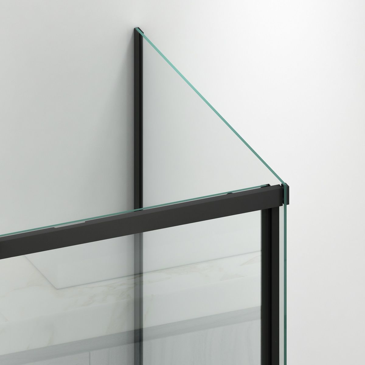 Cabina dus, perete fix si usa glisanta, sticla securizata de 6 mm, 70-90 x100-180 cm, profil Negru Mat, Hanes