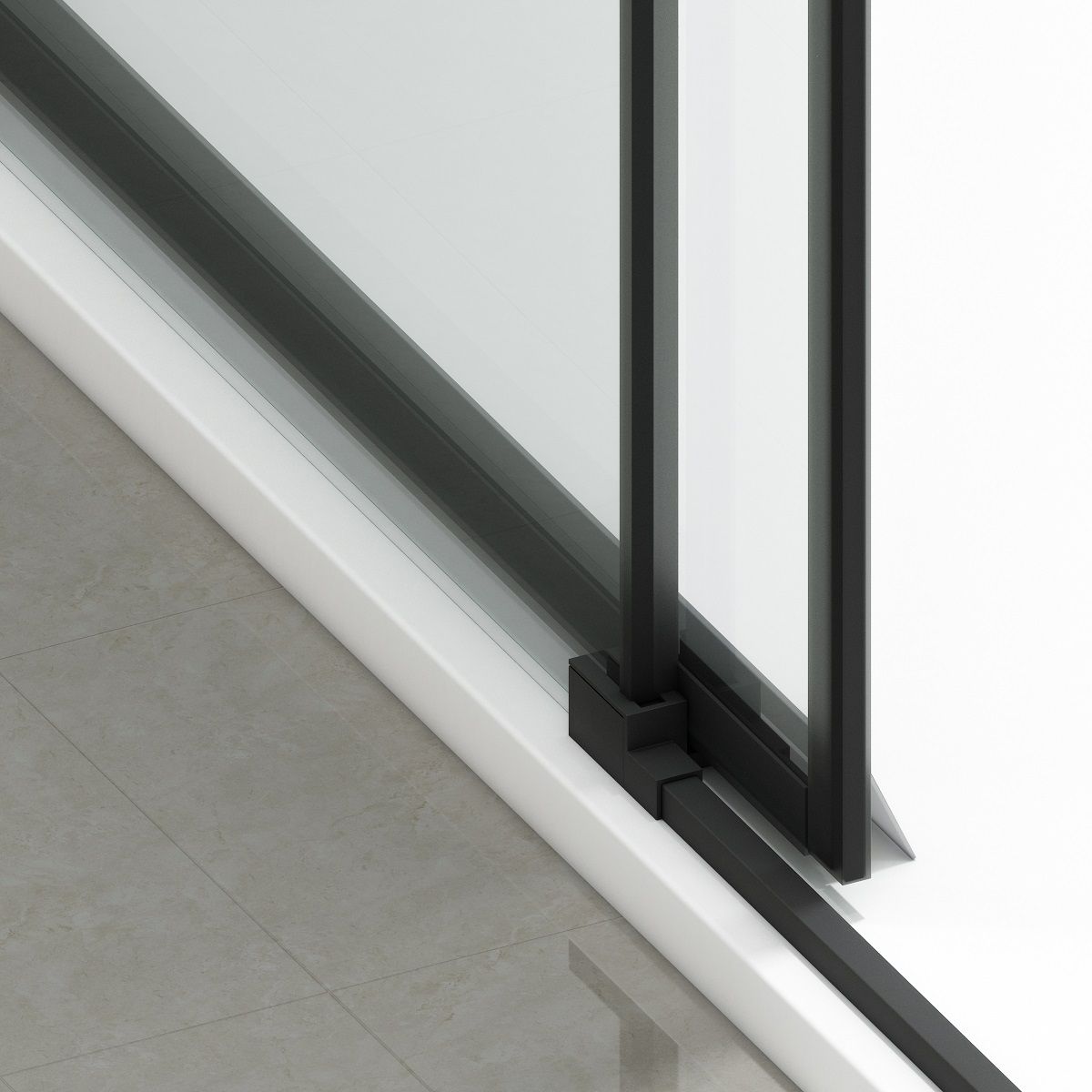 Cabina dus, perete fix si usa glisanta, sticla securizata de 6 mm, 70-90 x100-180 cm, profil Negru Mat, Hanes