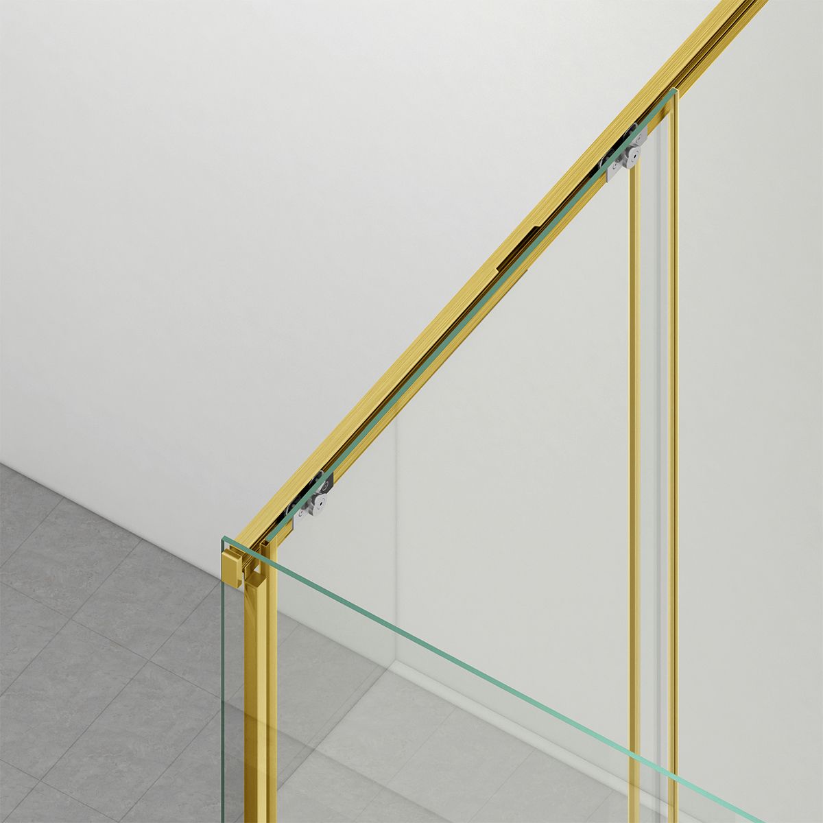 Cabina dus, perete fix si usa glisanta, sticla securizata de 6 mm, 70x90 x 100-180 cm, profil si maner Auriu Mat, Hanes
