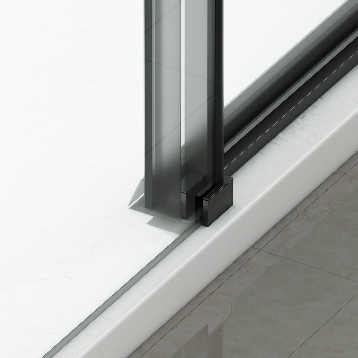 Cabina dus, perete fix si usa glisanta, sticla securizata de 8 mm, dimensiuni 80-90 x 120-140 cm, profil Negru mat, Giorgio