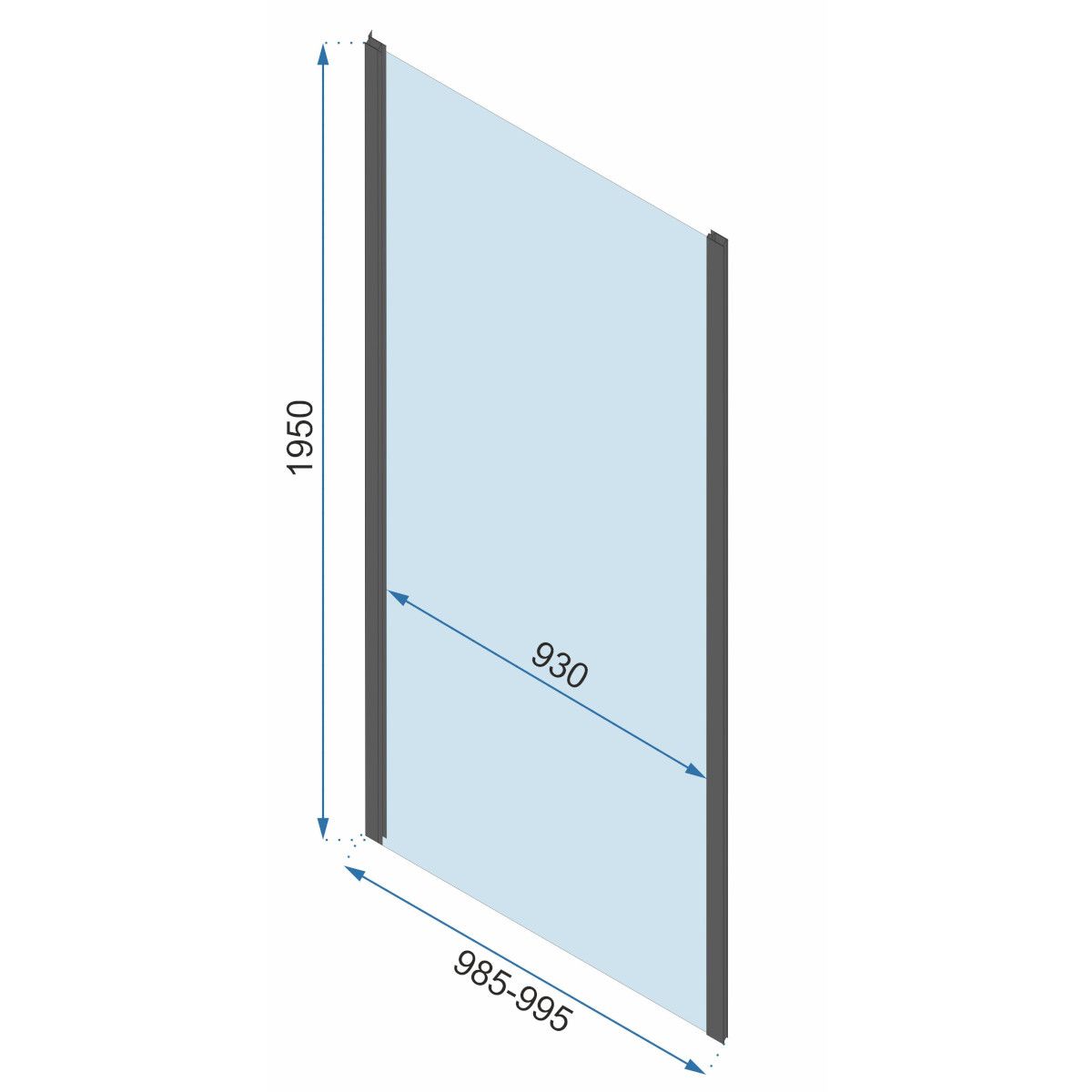 Cabina dus REA-Slide Black, perete fix si usa Glisanta, sticla securizata 6 mm, 100 x 150 x 195 cm, Easy Clean