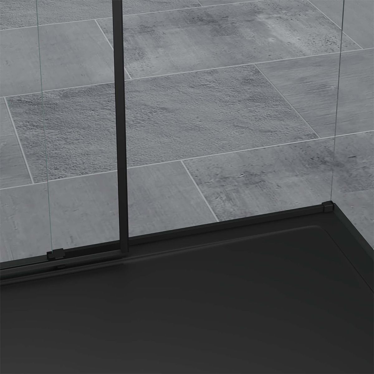 Cabina Ego 12, negru mat, 80, 90, 100 x 100, 120, 140 cm, sticla securizata 6 mm, perete fix, usa glisanta, Easy Clean