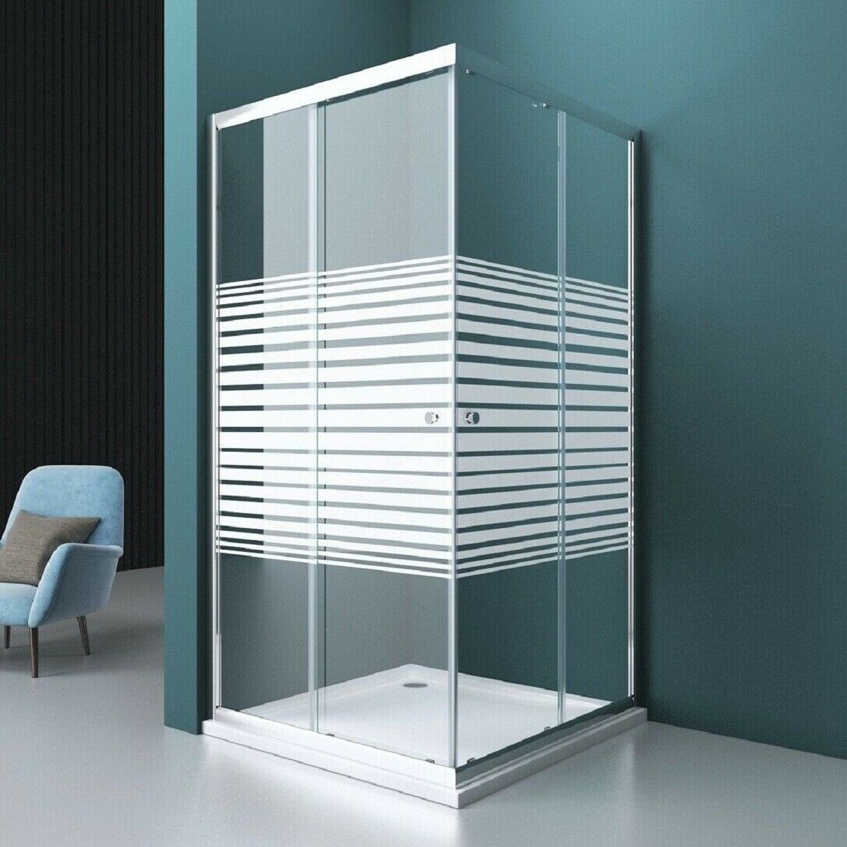 Cabina EGO-16, 2 usi Culisante, Sablata partial, dimensiune 80x80 cm