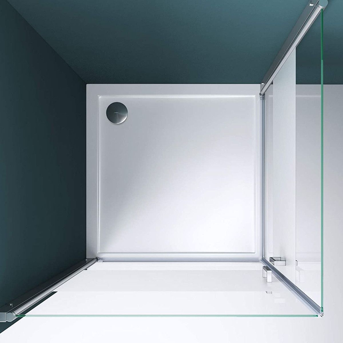 Cabina EGO-24, sticla securizata 6mm , Sablata Partial, 85x85 cm, 2 usi Batante, Deschidere 180°