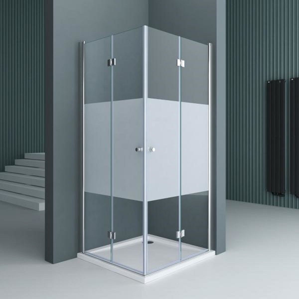 Cabina EGO-26, Usi Pliabile, sticla securizata 6mm, Sablata Partial, Dimensiuni la alegere