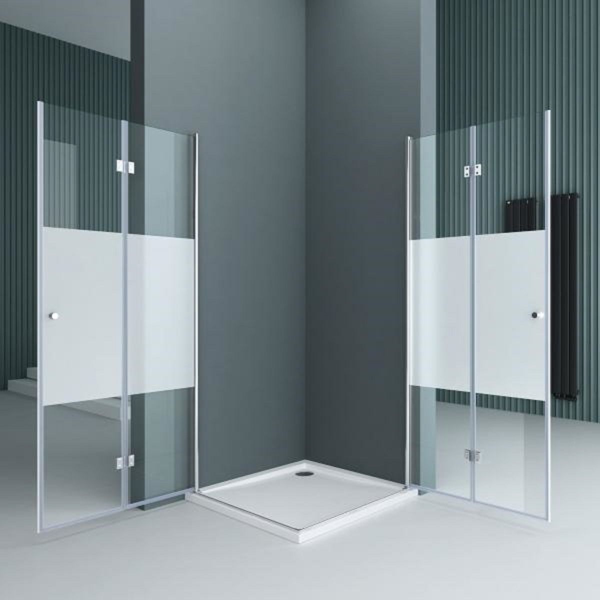 Cabina EGO-26, Usi Pliabile, sticla securizata 6mm, Sablata Partial, Dimensiuni la alegere