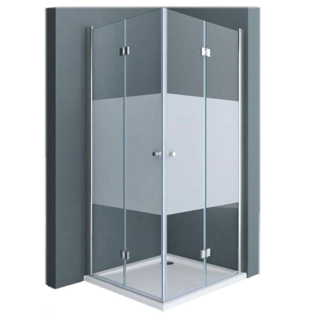 Cabina EGO-26, Usi Pliabile, sticla securizata 6mm, Sablata Partial, Dimensiuni la alegere
