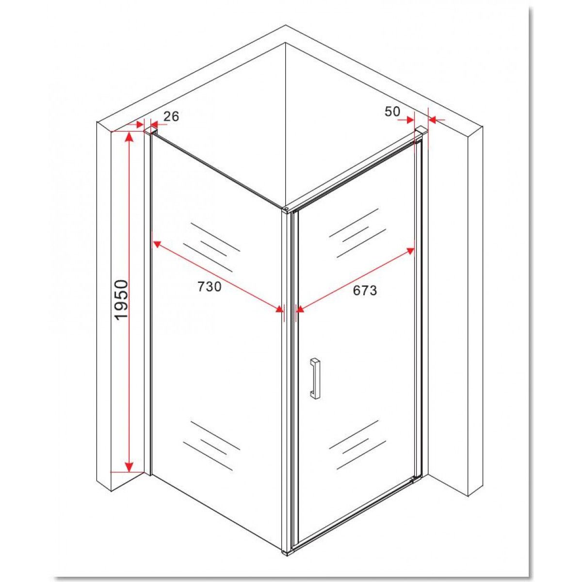 Cabina Ego-Hulko, perete fix, usa batanta, negru mat, sticla 8 mm, 80x80 x 195 cm, Nano Easy Clean