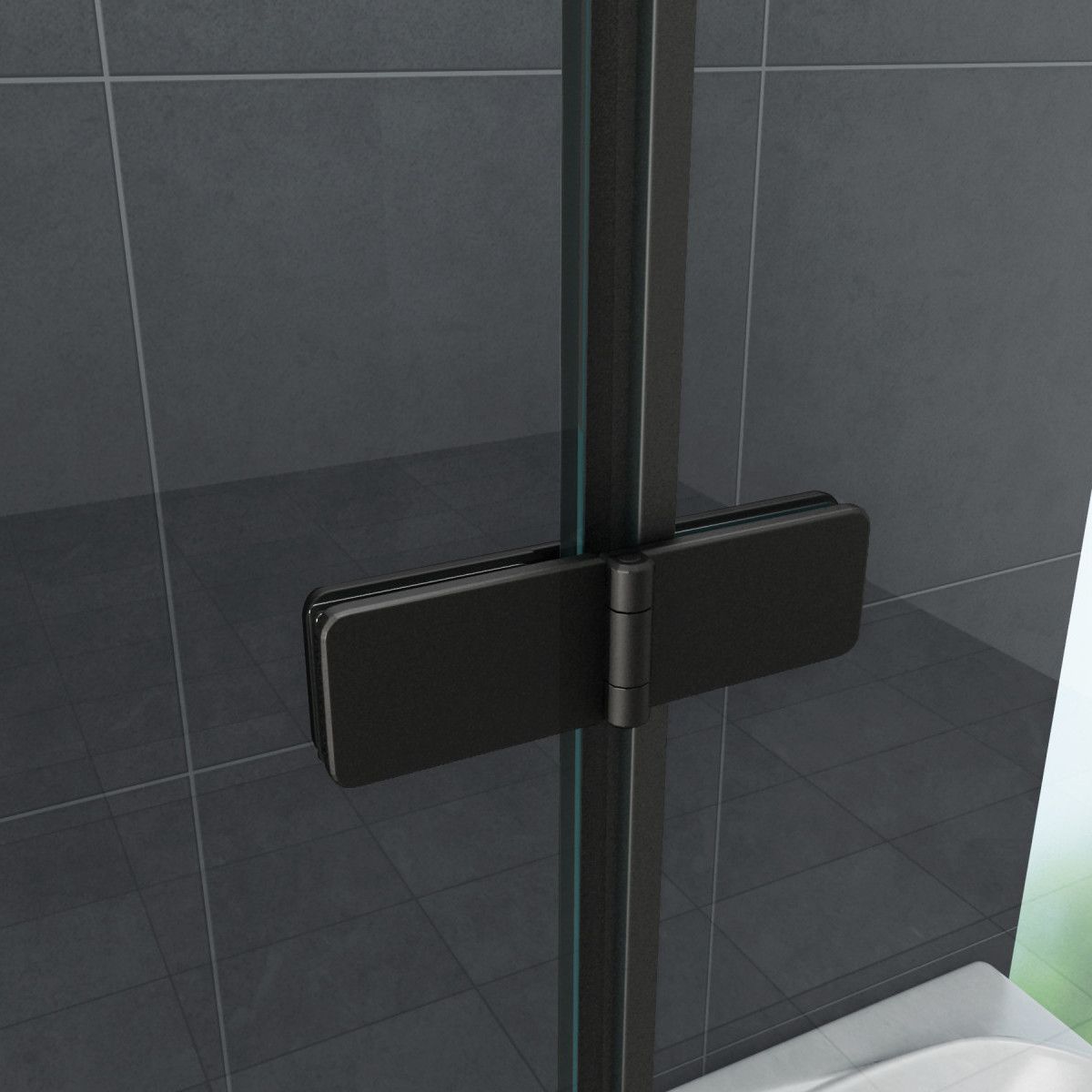Cabina Ego-Nemo, 2 usi batante, negru mat, sticla 8 mm, 80x80x195 cm, tratament Nano Easy Clean