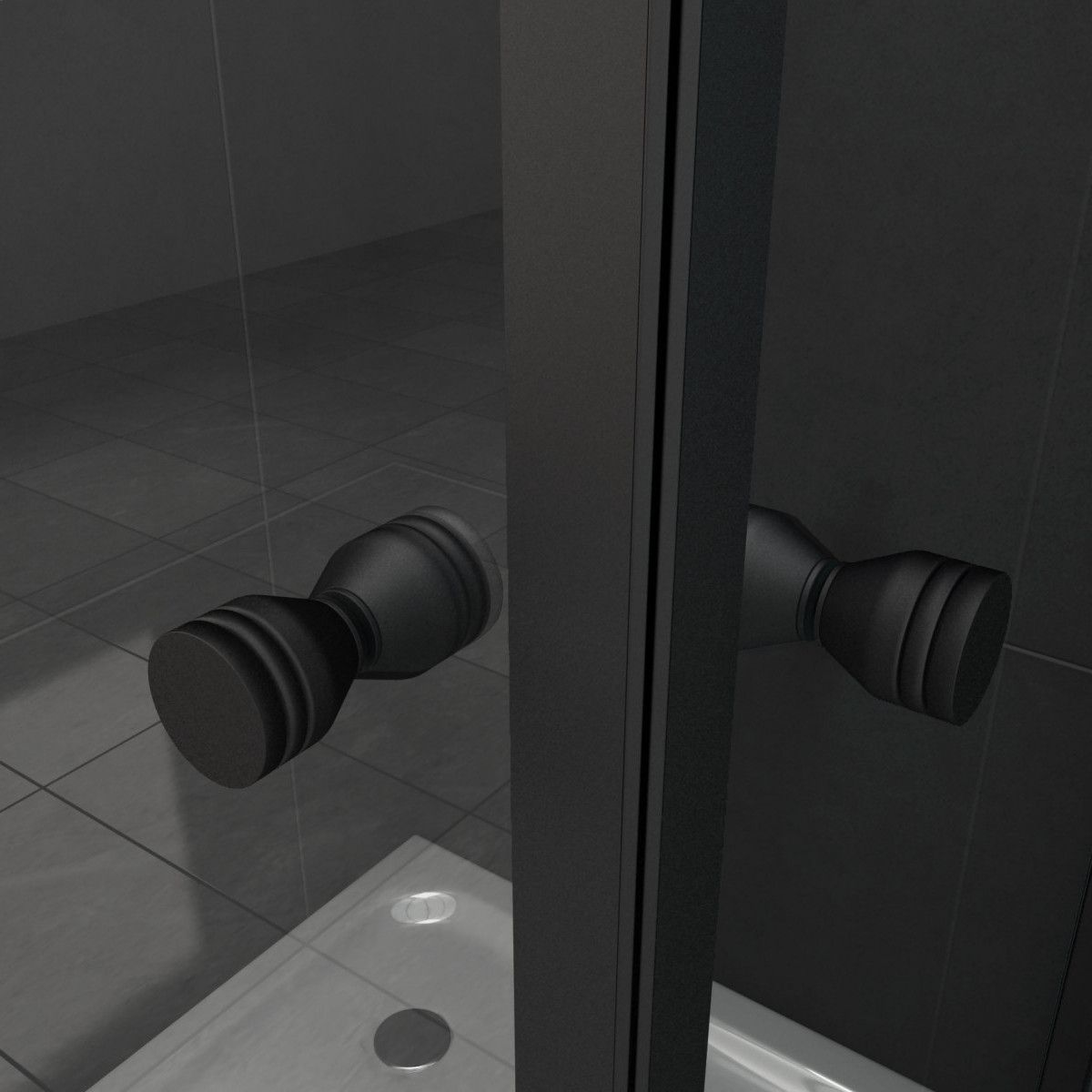 Cabina Ego-Nemo, 2 usi batante, negru mat, sticla 8 mm, 80x80x195 cm, tratament Nano Easy Clean