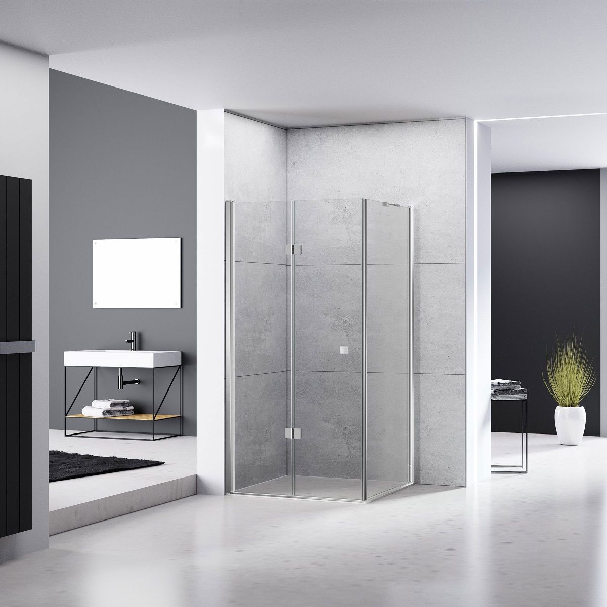 Cabina MY SPACE, perete fix si o usa Pliabila la perete, Easy Clean, dimensiune: 70x70x190 cm