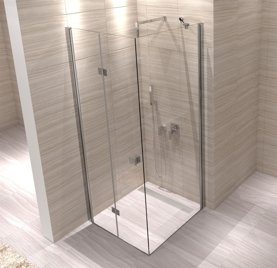 Cabina MY SPACE, perete fix si o usa Pliabila la perete, Easy Clean, dimensiune: 70x70x190 cm