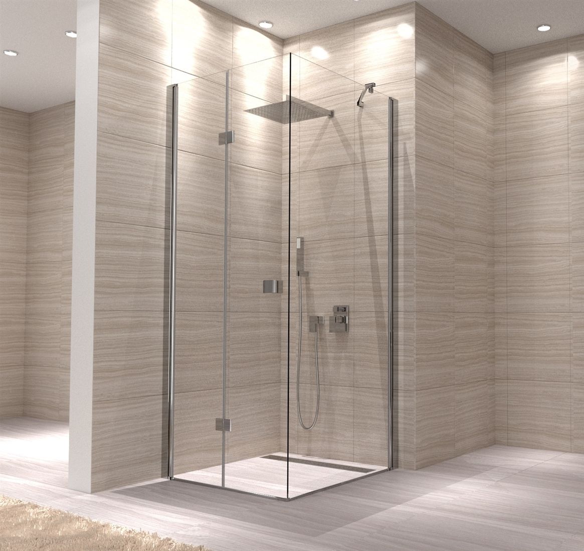 Cabina MY SPACE, perete fix si o usa Pliabila la perete, Easy Clean, dimensiune: 70x70x190 cm