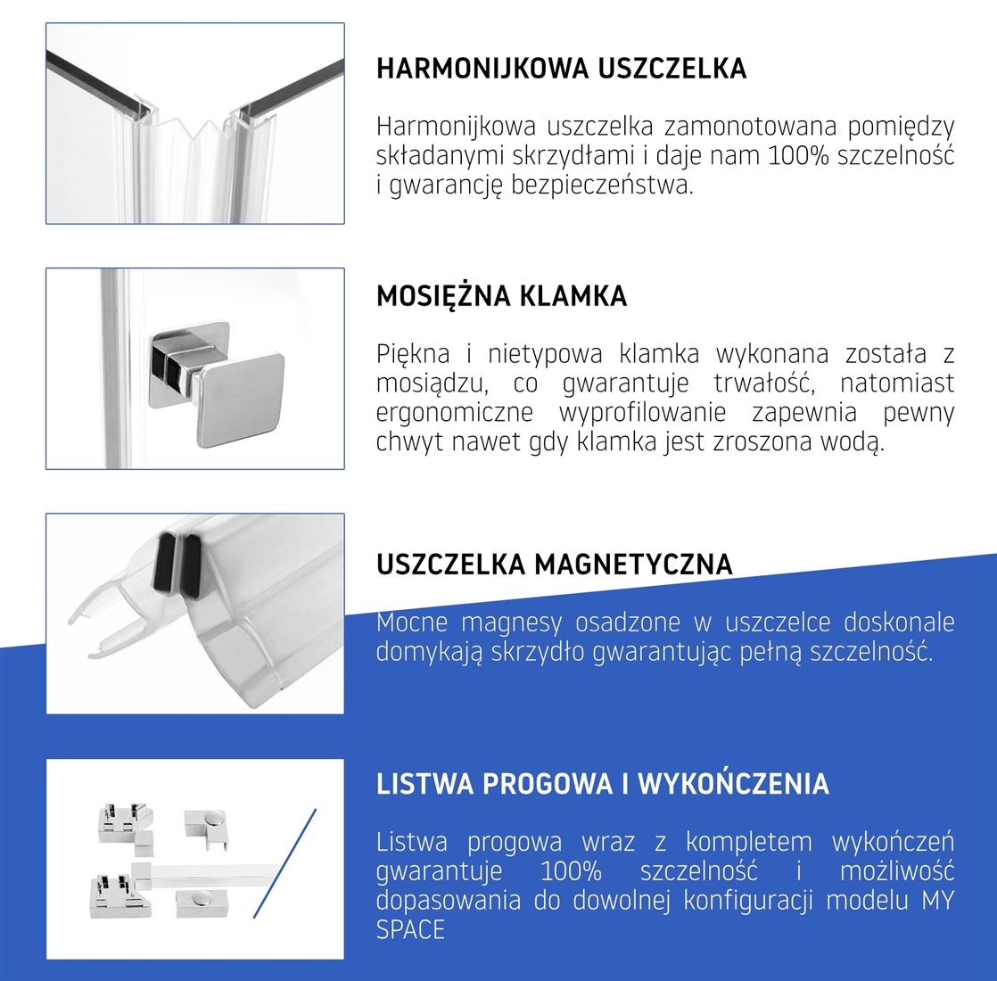 Cabina MY SPACE, perete fix si o usa Pliabila la perete, Easy Clean, dimensiune: 70x70x190 cm