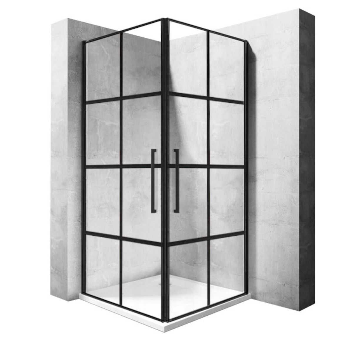 Cabina REA-Rubik Black Mat, 80x80x195 cm, sticla securizata 6mm, 2 usi Batante