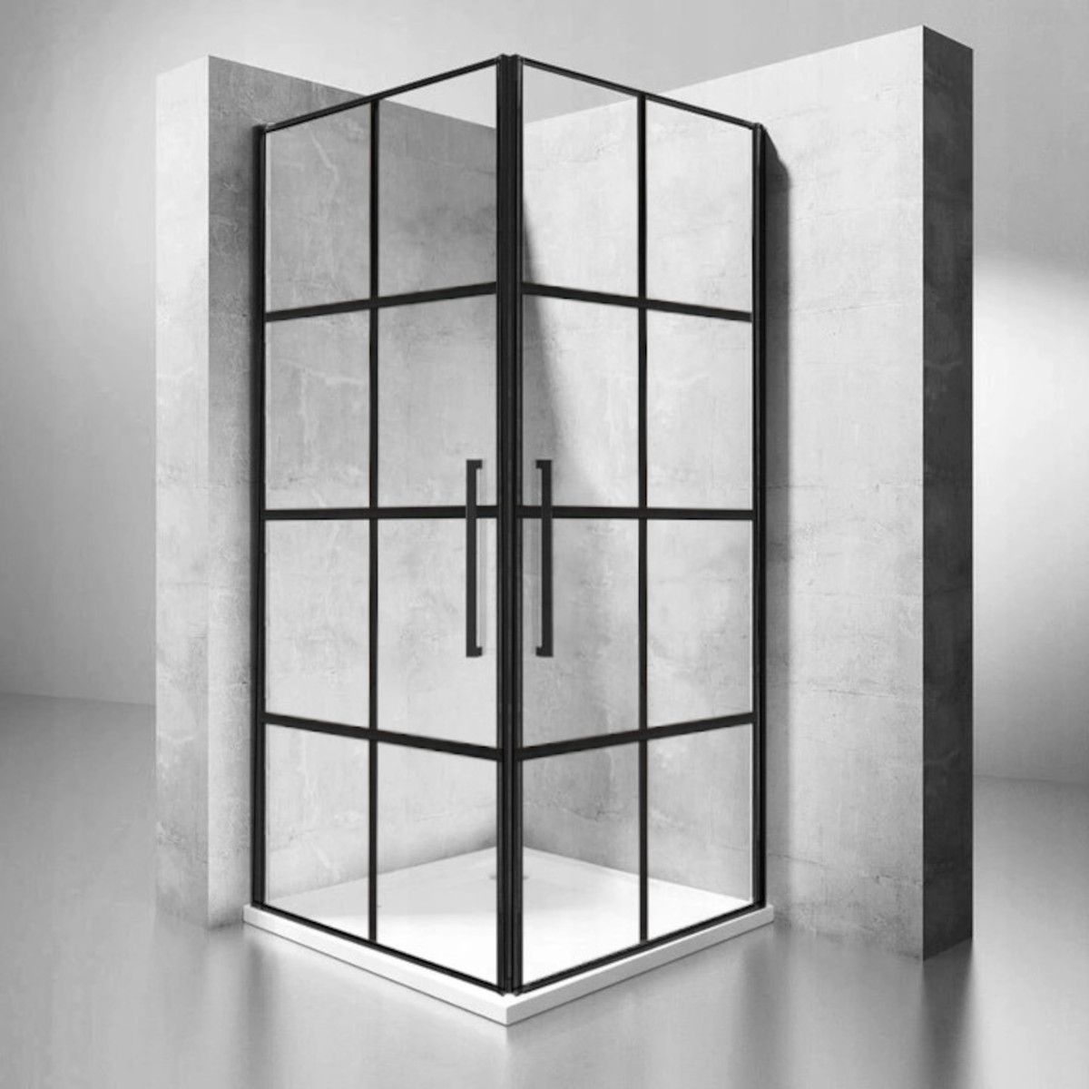 Cabina REA-Rubik Black Mat, 80x80x195 cm, sticla securizata 6mm, 2 usi Batante