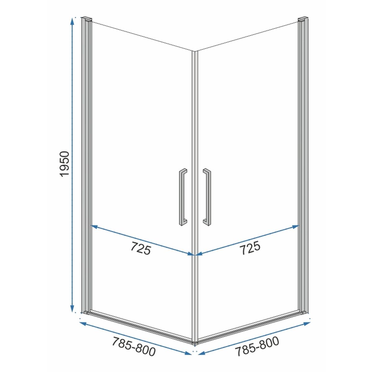 Cabina REA-Rubik Black Mat, 80x80x195 cm, sticla securizata 6mm, 2 usi Batante