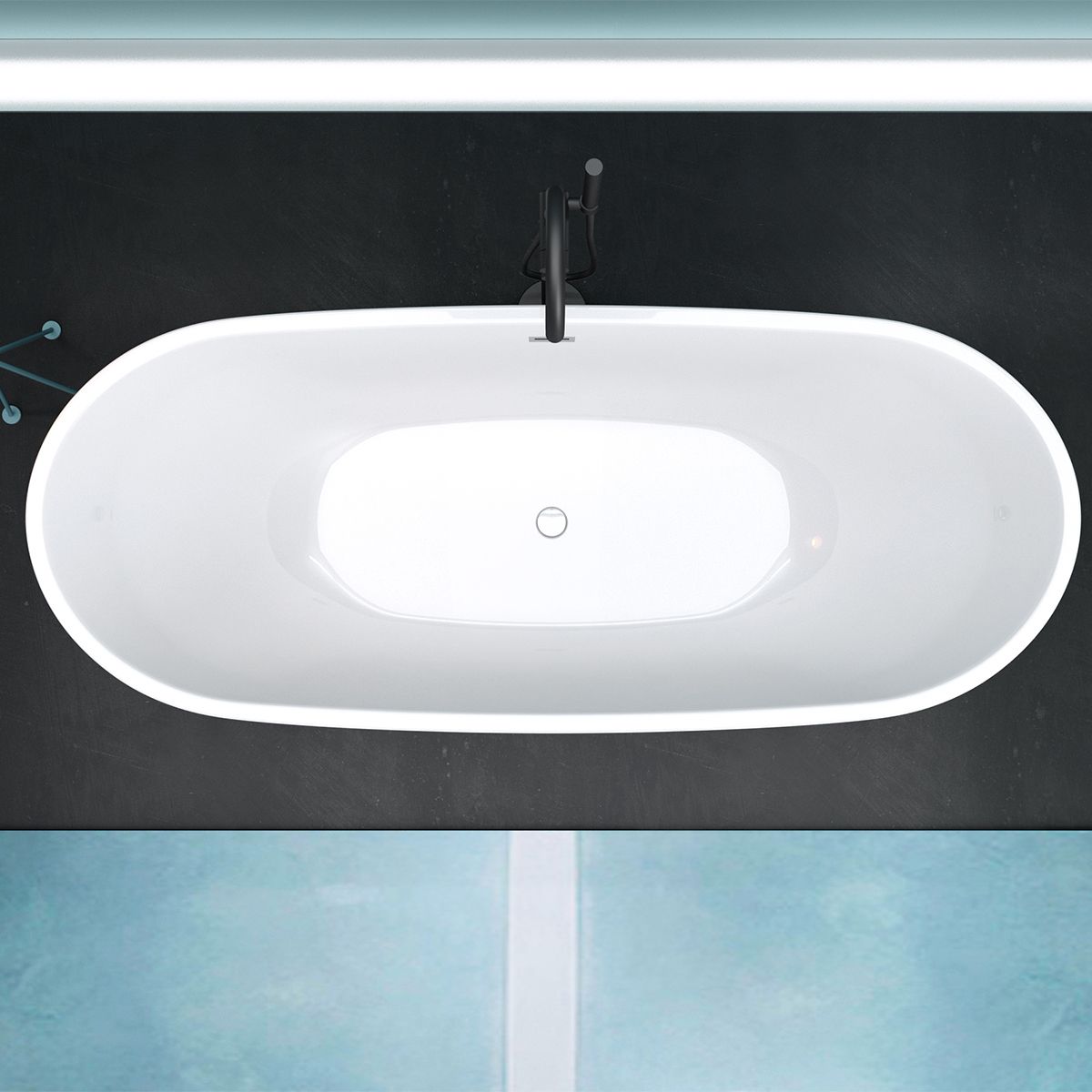 Cada de baie, Alb Lucios, acril termoactiv, freestanding, 180x80 cm, EGO 502