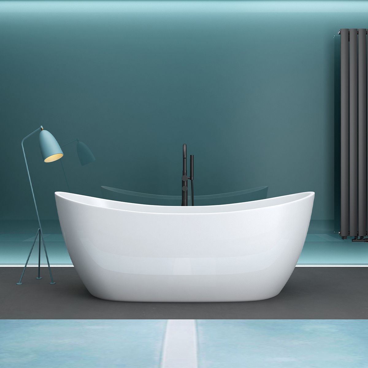 Cada de baie, Alb Lucios, acril termoactiv, freestanding, 180x80 cm, EGO 502
