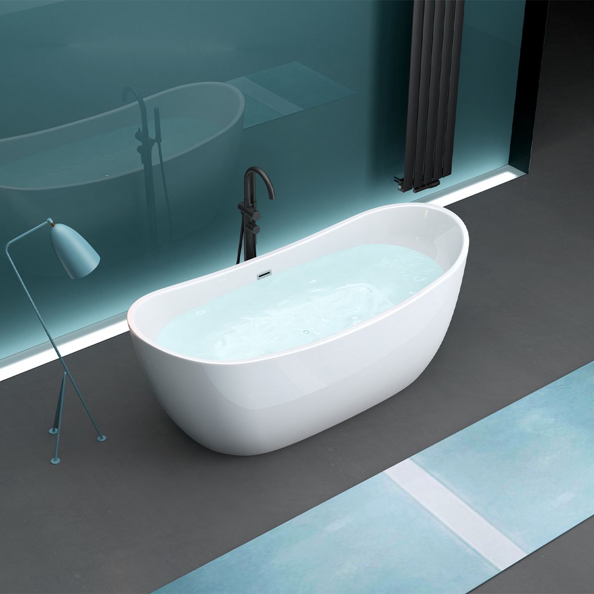 Cada de baie, Alb Lucios, acril termoactiv, freestanding, 180x80 cm, EGO 502