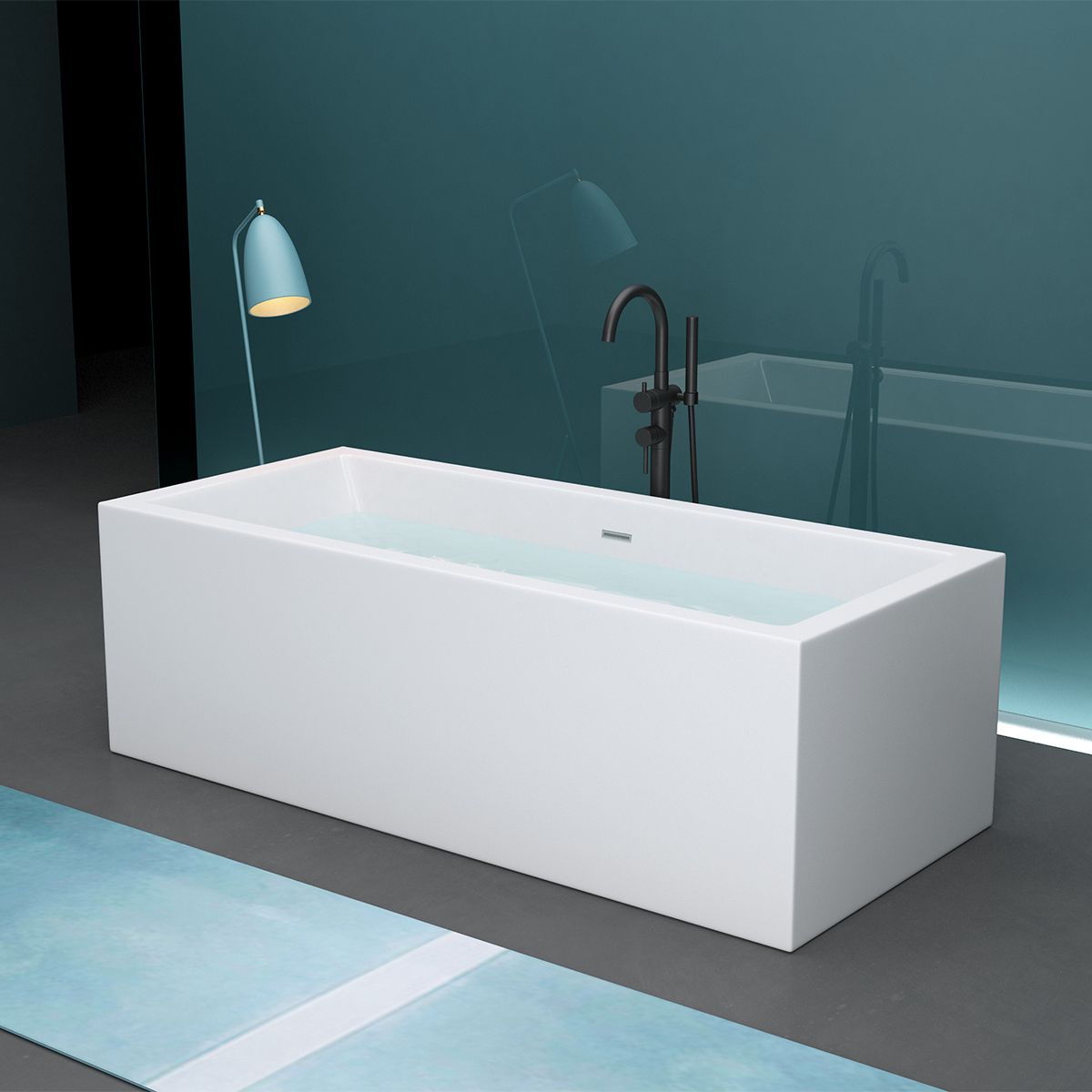 Cada de baie, Alb Lucios, acril termoactiv, freestanding, 180x80 cm, EGO 509