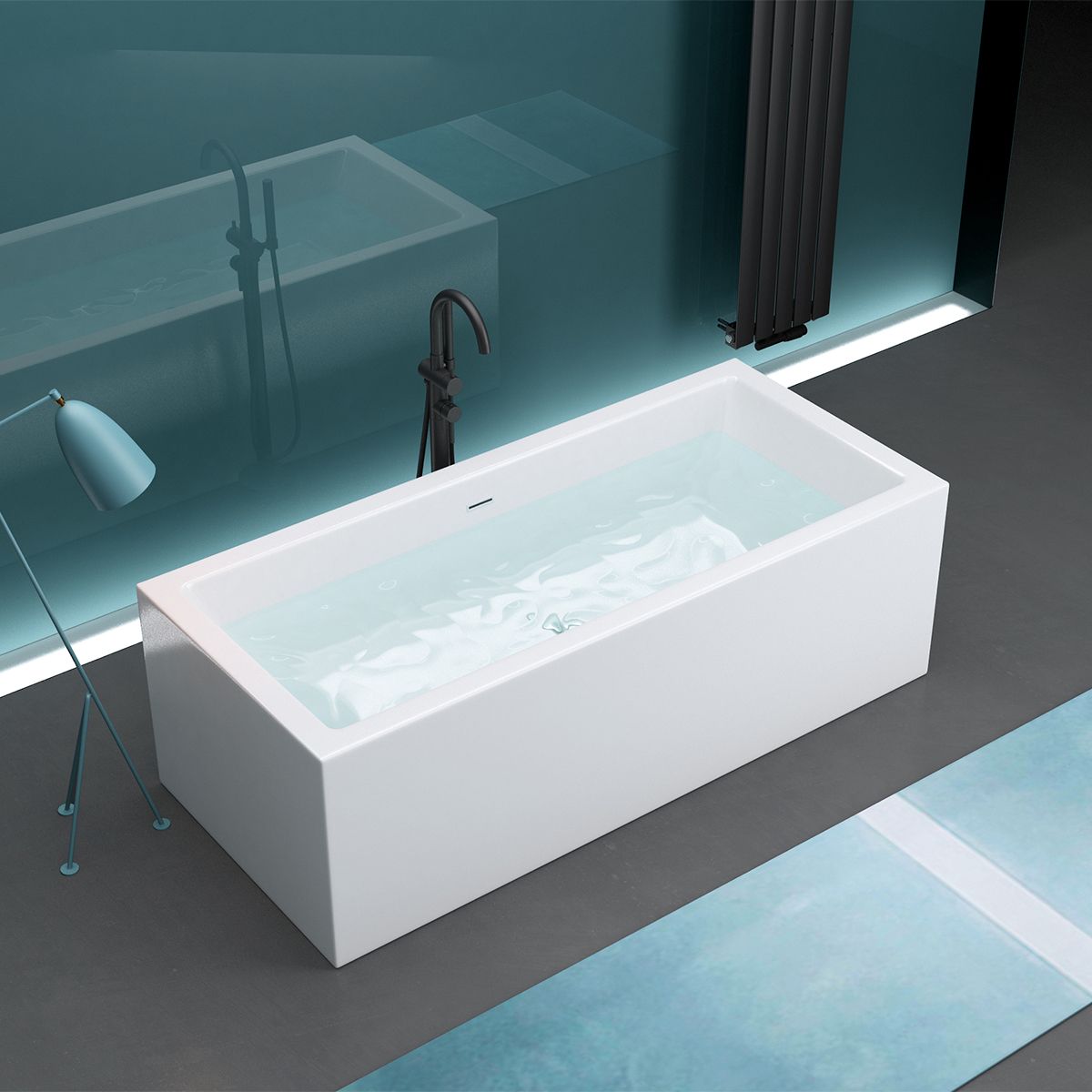 Cada de baie, Alb Lucios, acril termoactiv, freestanding, 180x80 cm, EGO 509