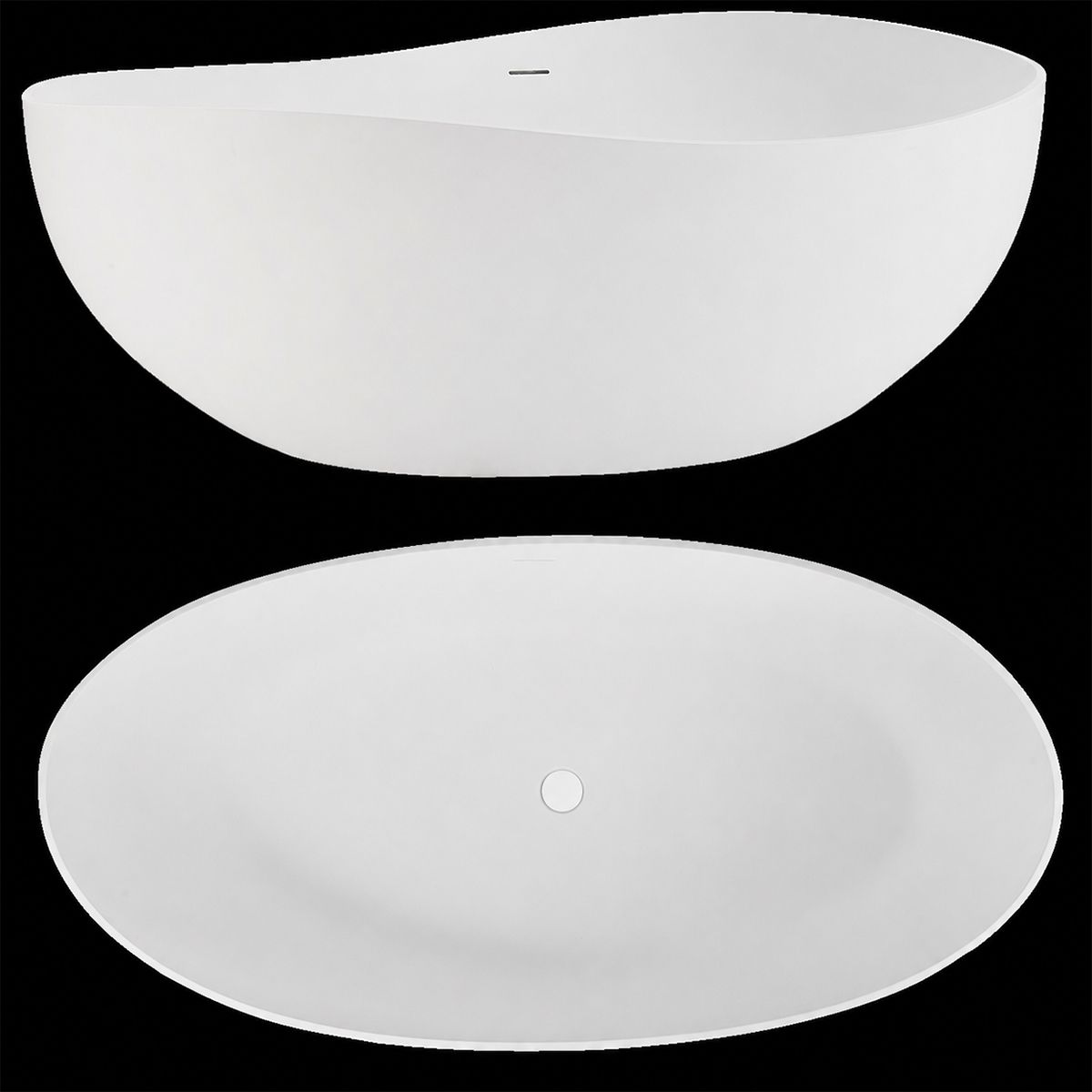 Cada de baie , compozit mineral, freestanding, ventil alb inclus, Alb Lucios, 160x80 cm, Sofia